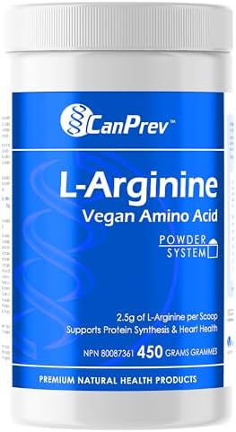 CanPrev L-Arginine Vegan Amino Acid Powder 450g 180-Servings - Supports Protein Synthesis & Heart Health - 2.5g L-Arginine Per Scoop - Enhances Athletic Performance & Energy - Pre-Workout Easy Mix