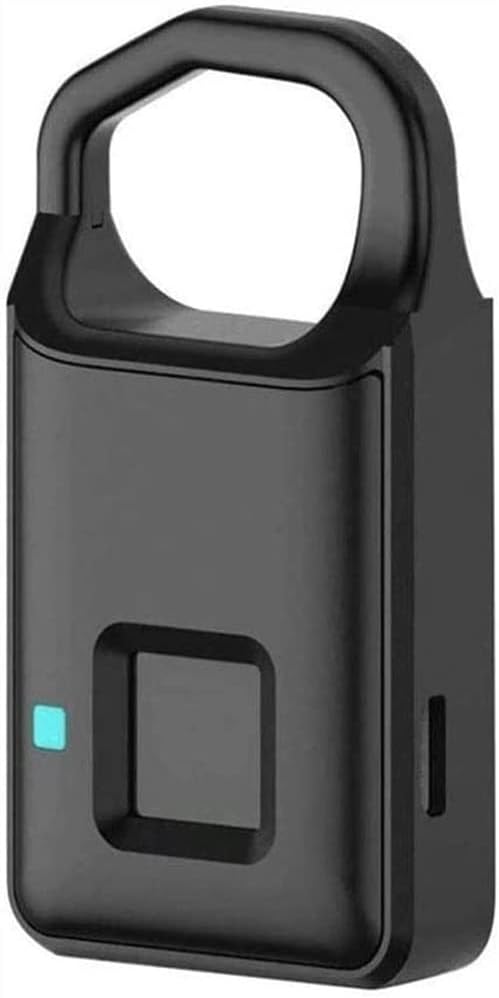 Fingerprint Padlock, Ultra Light One Touch Open Fingerprint Lock, USB Charging, Suitable for Gym, Sports, School Employee Locker, Fence, Suitcase, Black