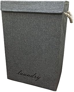 Fabric Laundry Basket with Lid Basket Storage Organizer - Clothing Laundry Storage Box (Grey)
