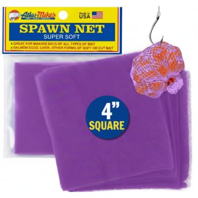 ATLAS Mike's Super Soft Spawn Net - Premium Fishing Bait Holder for Salmon Eggs, Liver, Cut Bait, Roe Sacks - Durable Nylon Mesh, Easy-Tie Design, USA-Made Quality - 4" Squares - Purple