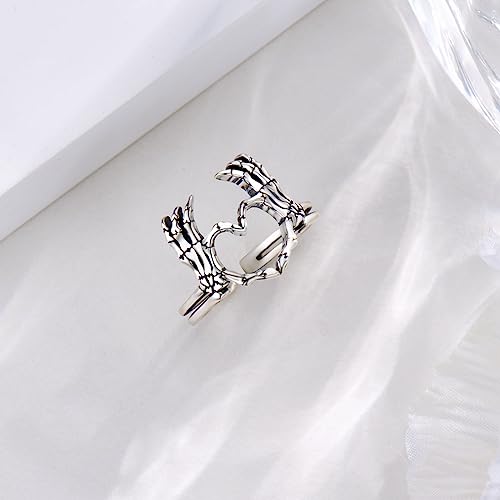 Bague geste amour punk le cadeau idéal en argent 925 ajustable
