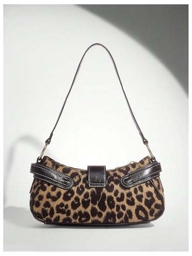 SweatyRocks Women's Cheetah Leopard Print Clutch Buckle PU Leather Y2K Shoulder Handbags3