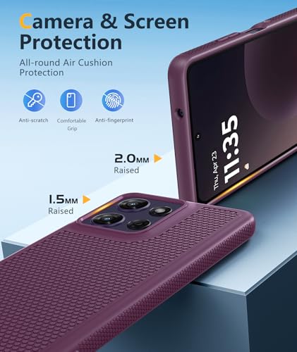 Image of FNTCASE for Moto G-Power 2026 Case: Motorola Moto G Power 2025 Case 14FT Military Grade Drop Protection with Screen Protector Shockproof Anti-Slip Sweat-Resistant Matte TPU Daily Cover (Burgundy)