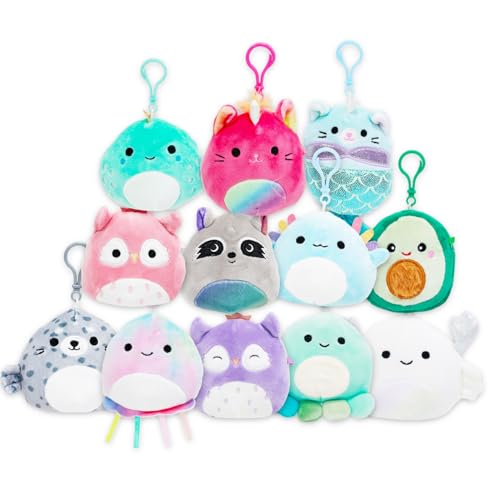 Bulk Squishmallows Plushie Keychain Set - 12 Pc Party Favors