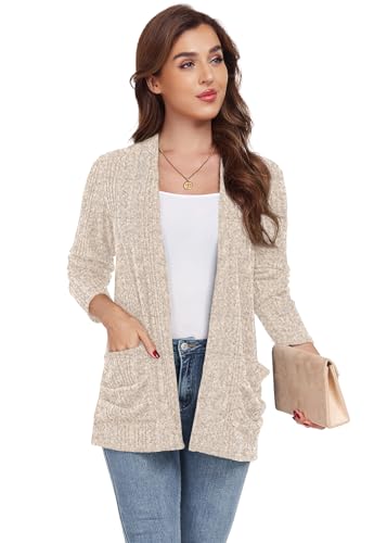 Image of GRECERELLE Womens Long Sleeve Lightweight Open Front V-Neck Casual Cardigan Sweaters Outerwear with Pockets 2025, S-2XL