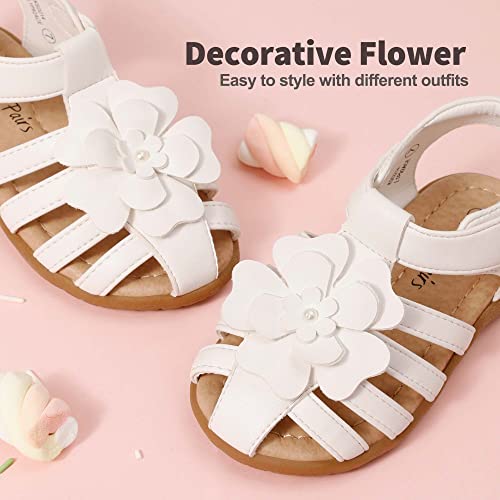 DREAM PAIRS Girls Toddler/Little Kid Closed-Toe Flower Summer Dress Sandals Shoes2