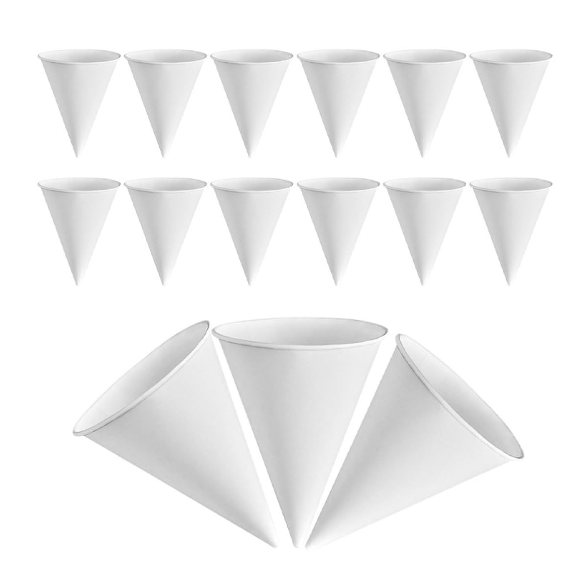 Vaso Práctico y Ligero Desechable Blanco de Papel Cónico 200 Piezas