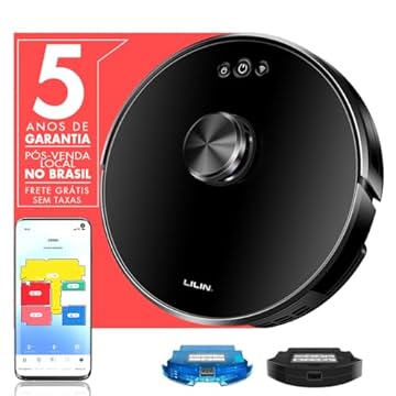 Lilin Aspirador de pó robo Inteligente XR500 com navegação LIDAR, 110/220V Bivolt, Aspirador Robótico com Tank e Esfregona, Recarga automática e retoma a limpeza, Salve vários mapas, No Brasil
