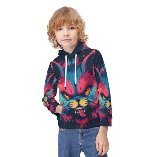 GAOYUCHUN Sweat À Capuche Hoodies Angry Animals 3D Pull Drôle Sweatshirts Manche Longue Années 6-16 Garçon Fille 9-11Y