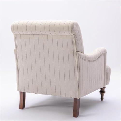 Sillón clásico beige tela con brazos enrollados miniatura 6