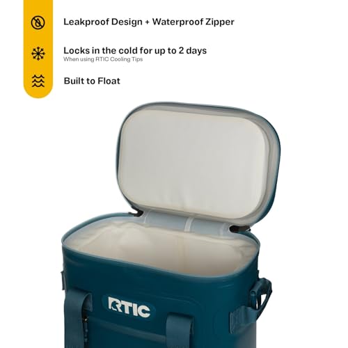 RTIC Ultra-Tough Soft Cooler 20 Can, Insulated Bag Portable Ice Chest Box for Lunch, Beach, Drink, Beverage, Travel, Camping, Picnic, Car, Trips, Floating Cooler Leak-Proof with Zipper, Marine
