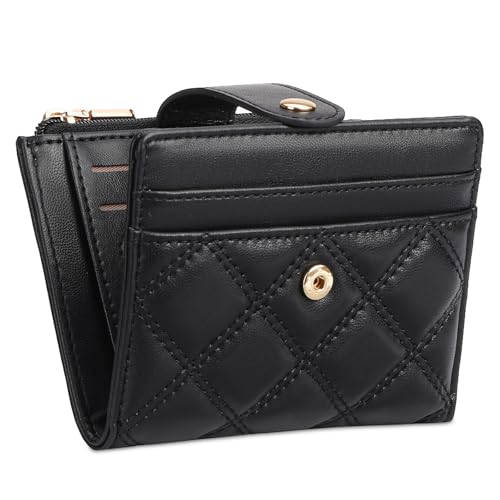 FALAN MULE Small Wallets Woman Leather Bifold RFID Blocking Card Holder With Zipper Coin Pocket