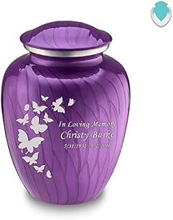 GetUrns Adult Embrace Butterfly Cremation Urn with Custom Engraving (Pearlescent Purple)