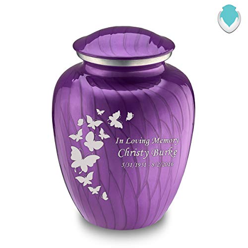 GetUrns Adult Embrace Butterfly Cremation Urn with Custom Engraving (Pearlescent Purple)