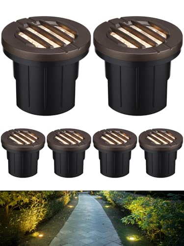 LEONLITE 6-Pack Dia. 4 Inch 3000K Well Lights Grated Top Oil Rubbed Bronze