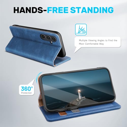 Coque Samsung A16 Cuir Premium Bleu Clair - Finition Magnétique