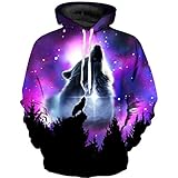 ZQWY 3D Divertido pulóver Lobo Aullando bajo la Luna Hombres Sudadera Novedad Sudaderas con...