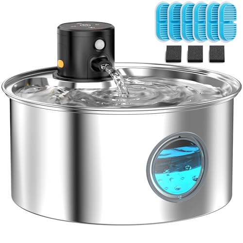 Fontanella per Gatti senza Fili: Dispenser Acqua con Sensore di Movimento - Distributore a Batteria Ricaricabile - 3.2L Abbeveratoio senza Cavo - con 6 Filtro + 3 Spugna