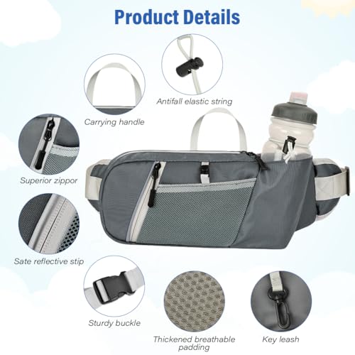 HOTUT Riñoneras Running, Cinturón Deportivo con Porta Botella, Cinturón para Correr Ajustable Almacenamiento Seguro, Riñonera Deportiva Hombre y Mujer para Móvil Correr, Fitness, Viaje(Verde) - imagen 3