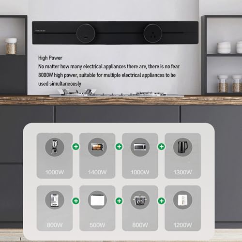Track Power Strip Rail Socket 600mm Rail + 3 Socket Adapters Wall Mounted Removable for Living Room Bedroom Office (2PCS US Plug Sockets +(USB Type C) 3A Fast Charger) by Eujgoov - Image 4