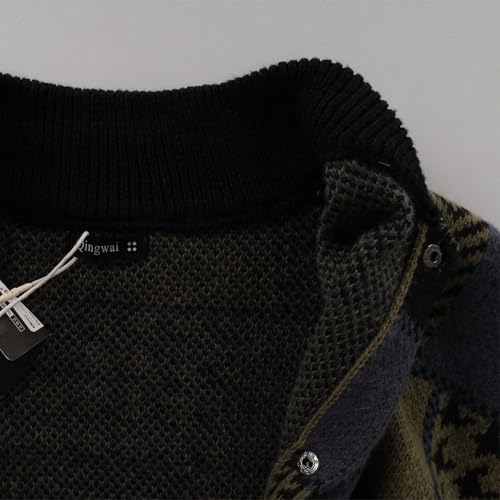 Cardigan Sweaters for Men Plaid Button Down Sweater Ruffle Shawl Collar Cardigan Vintage Open Front Sweater4