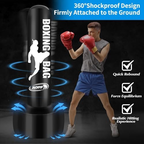 JUOIFIP 180cm Saco de Boxeo de Pie, Saco de Boxeo Adulto para Hombre Mujeres Hombres Stand Kickboxing Bolsas para Entrenamiento, Artes Marciales Mixtas, MMA Muay Thai Fitness Principiantes - imagen 3