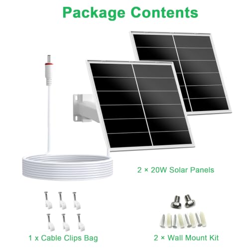 Image of FUTUREZEN 20W 12V Solar Panel for Trail Cameras, DC 5.5x2.1mm Port, 2 Pack