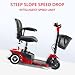 3 Wheel Mobility Scooters for Adults Seniors, Electric Powered Mobile Wheelchair, Folding Collapsible Compact for Travel, Seniors, Adults, Long Range Battery with Charger Basket Included (Red)