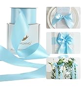 HUIHUANG Baby Blue Ribbon 2 inch Wide Double Faced Satin Light Blue Ribbon for Gift Wrapping, Hai...