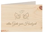 Holzgrußkarte - Hochzeitskarte - 100% handmade in Österreich - Postkarte Glückwunschkarte Geschenkkarte Grußkarte Klappkarte Karte Einladung, Motiv:ALLES GUTE ZUR HOCHZEIT - Tauben