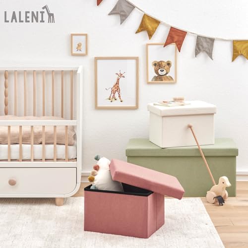 Laleni Sitzbank mit Stauraum - Truhenbank mit Stauraum 41x31 cm - Sitztruhe mit Stauraum - Sitzwürfel - Aufbewahrungsboxen - Sitzbank klein - Polsterhocker - Kisten Aufbewahrung mit Deckel in Koralle