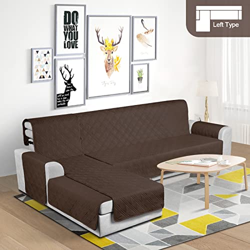 Taococo Waterproof Sectional Couch Covers L Shaped Sofa Covers Chaise Lounge Cover 3Pcs Reversible Sofa Covers For Sectional Sofa Pet Kids Furniture Protector With Elastic Straps(Large, Brown) #TOP1