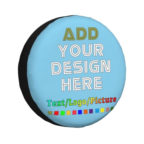 Image of Custom Spare Tire Cover 14-17 Inch, Personalized Universal Wheel Cover Add Your Own Photo Text Logo Waterproof Dust-Proof Tire Covers Protectors for Trailer Truck SUV Universal, SkyBlue