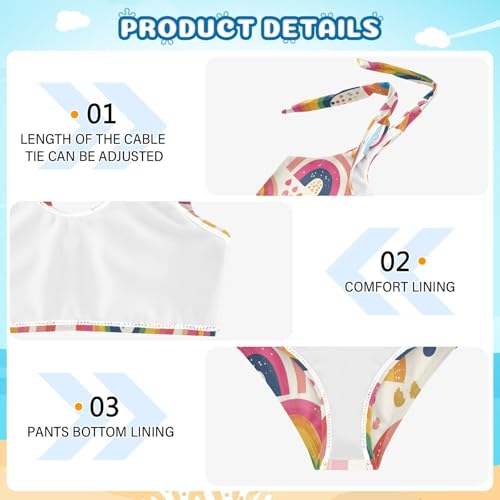Rainbow Boho Style Girls 2 Piece Kids Bikini Set Beach Swimsuit Swimwear Adjustable Shoulder Strap4