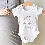 Xheanxu Pregnancy Announcement Onesie Bodysuit, Baby Reveal Vest First Great Grandchild Coming Soon, Newborn Announcement Short Sleeved, Baby Cloth Gifts Ideas For Dad Or Grandparents - Image 7