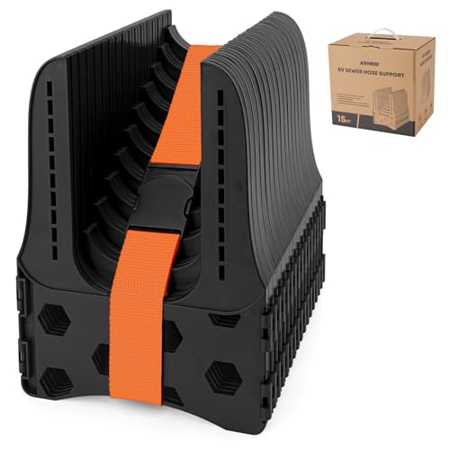 Kohree RV Sewer Hose Support 15FT, Heavy-Duty Camper Sewer Support, Adjustable RV Sewer Hose Holder, Easy to Set Up, Help Dumping Quickly and Securely, RV Septic Hose Support with Carrying Strap