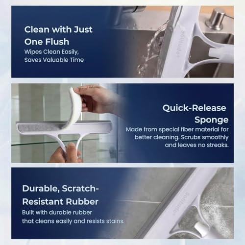 Image of Solitude 3-in-1 Window Cleaning Scraper | Spray Squeegee with Built-in Spray Bottle | Replaceable Sponge | Glass Cleaner Wiper for Home, Car, Bathroom & Mirrors (Multicolor)