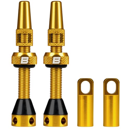 Image of BWSHLF Tubeless Presta Valve Stem 40 /44 /55 /60 /65 /80 /100 mm, Super Light Alloy Presta Valve Stem Kit with Valve Core Remover Tool and Valve Stem Caps - Multiple Color and Size Options(Pair)