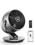 Dreo Ventilador de mesa inteligente, 28 dB, diámetro de 18 cm, 4 velocidades, 5 modos, temporizador 12h, oscilación 120° + 90°, control remoto y por voz, función de enfriamiento, Lynx S, plateado