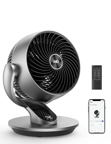 Dreo 28dB inteligentne wentylatory stołowe do sypialni, wentylatory oscylacyjne 120°+90° z pilotem zdalnego sterowania/głosu/Wifi/Alexa, średnica 18 cm, 4 prędkości, 5 trybów,srebrny