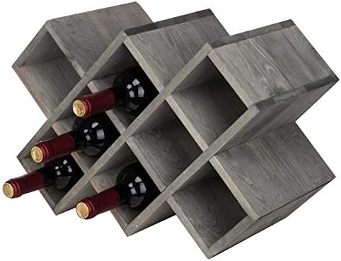MyGift Vintage Gray Wood 8-Bottle Countertop Wine Rack