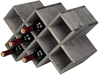 MyGift Vintage Gray Wood 8-Bottle Countertop Wine Rack