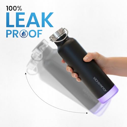 Image of Aquaminder Smart Water Bottle | RGB LED Glow & Timer Hydration Reminder with BT Mobile Phone Connection, Thames with App 600 ML (Black)