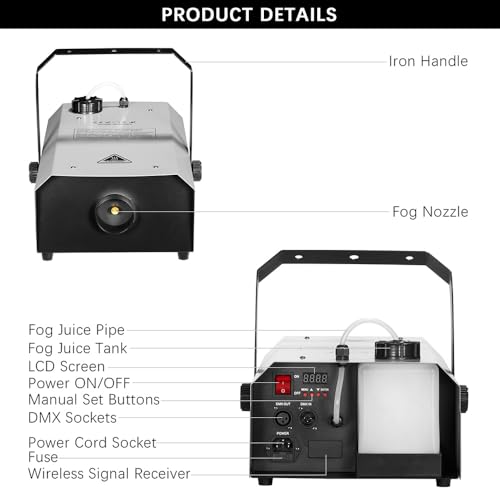 Machine à brouillard 1500 W programmable avec minuterie et DMX512