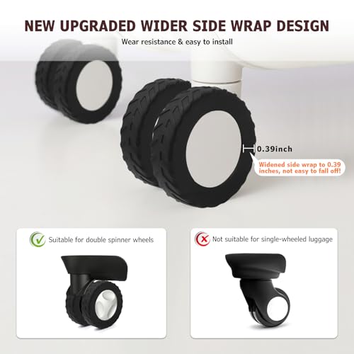 Luggage Compartment Wheel Protection Cover - Upgraded 8-Pack Anti Dust & Scratch Noise Reduction Carry On/Travel Suitcase Wheel Protector - Black2