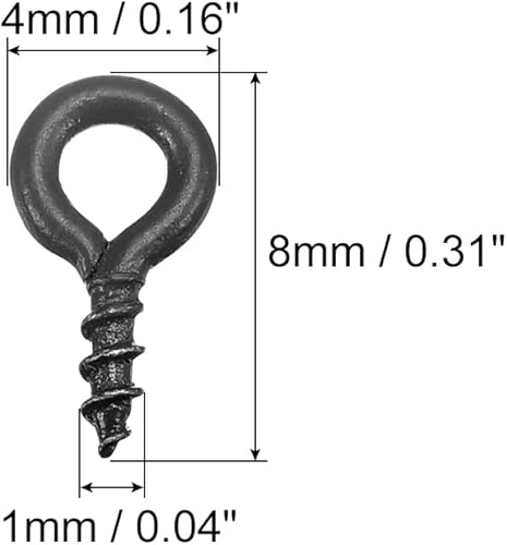 Miniatura 2 de uxcell 300 ganchos pequeños de ojo de tornillo con rosca, tornillos roscados, tornillo autorroscante de 0.31 x 0.39 pulgadas para hacer joyas,