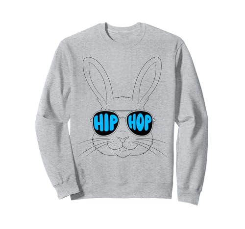 Cool Bunny Rabbit Face Hip Hop Gafas de sol Feliz Día de Pascua Sudadera