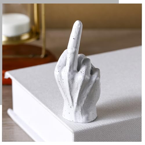 Estatua de Mano Resina Medio Dedo Cemento Gris 10x6x5 cm miniatura 4
