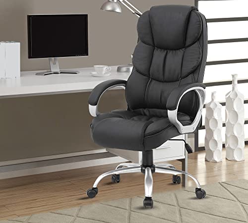 Image of High Back Office |Upholstery Leatherette & Chusion | Director & Executive Chair |Height Adjustable & Revolving Chair | Aluminium with Chrome Base Black Color - (111011214 Black)