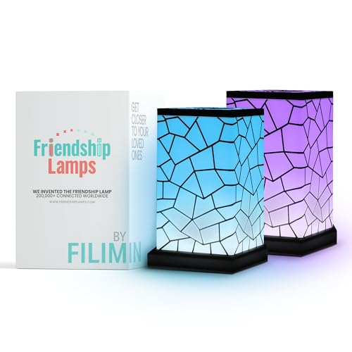 Friendship Lamp® by Filimin Set of 2 Long Distance Touch Lamps – WiFi Connected, Long Distance Gifts, Touch Activated Table Lamp, Long Distance Friendship Gifts, LED Light - Classic